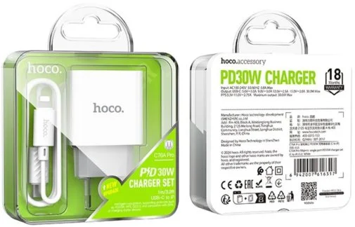 Фото: Зарядний пристрій Hoco C76A Pro Majestic 30W White with Type-C/Lightning (6942007616317) № 11 | KTC