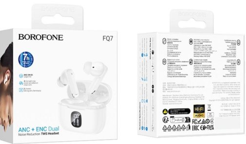 Навушники BOROFONE FQ7 Treasure ANC/ENC noise reduction White (6941991120077)