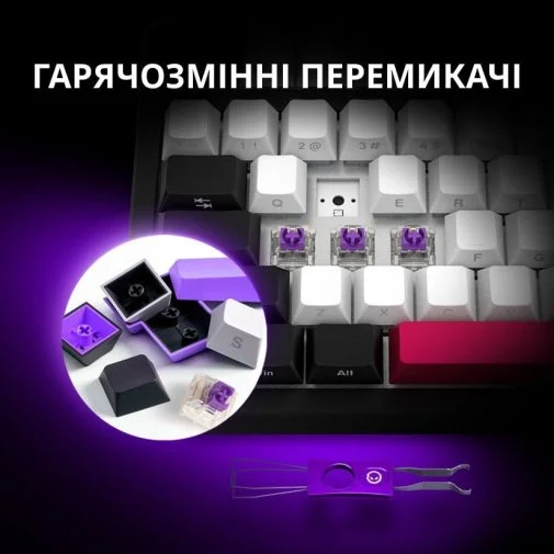 Фото: Клавіатура Lorgar KBP70MW Toxic Purple ENG WL/RT/USB White (LRG-KBP70MW-WH-US) № 46 | KTC