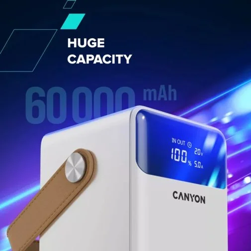 Фото: Батарея універсальна Canyon OnPower 610 60000mAh 100W White (CNS-CPB610W) № 14 | KTC