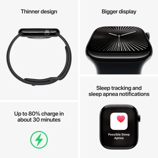 Фото: Смарт годинник Apple Watch Series 10 GPS Cellular - 42mm Natural Titanium Case with Natural Milanese Loop (MWXF3) № 13 | KTC