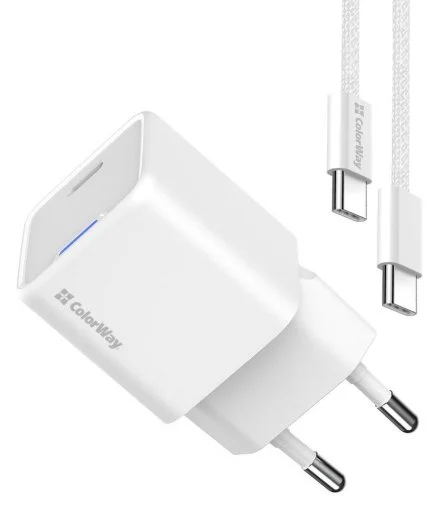 Фото: Зарядний пристрій ColorWay GaN Mini PD 30W White with Type-C / Type-C (CW-CHS054PDC-WT) № 17 | KTC