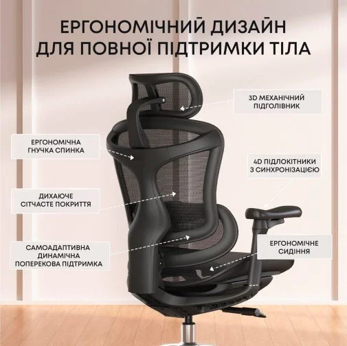 Фото: Крісло SIHOO Doro C300L Black (DORO-C300L-A3-101) № 25 | KTC