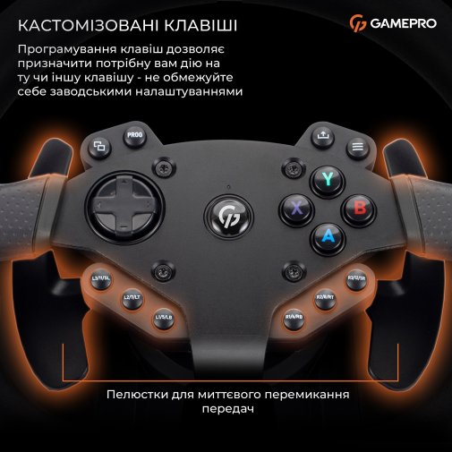 Кермо GamePro RW575PM з педалями та коробкою передач для PC/Xbox One/Switch/PS3/PS4