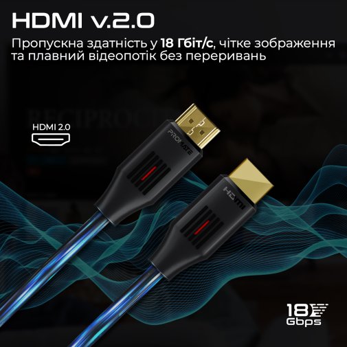 Кабель зєднувальний HDMI-HDMI v.2.0 Promate prolink4k60-10m