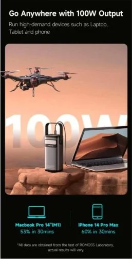 Фото: Батарея універсальна Romoss PMT60 60000mAh 100W Black (PMT60-1D2-2133H) № 16 | KTC