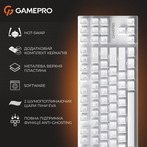 Клавіатура GamePro Genesis Joker MK124W Red Switches USB White