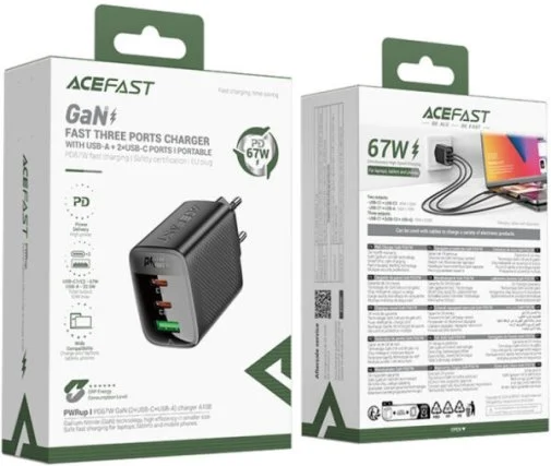 Фото: Зарядний пристрій Acefast A108 GaN 67W Black (6974316284048) № 11 | KTC
