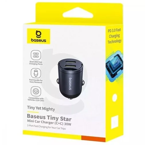 Фото: Автомобільний зарядний пристрій Baseus Tiny Star Mini 30W Gray (C00035001121-03) № 8 | KTC