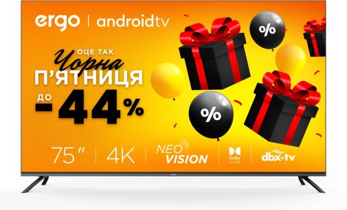 Телевізор LED Ergo 75GUS8500 (Smart TV, Wi-Fi, 3840x2160)