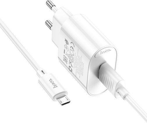 Зарядний пристрій Hoco C109A Fighter 10.5 White with AM / MicroUSB (6942007656603)