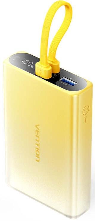 Батарея універсальна Vention FHZY0 10000mAh, 1xUSB, 1xType-C, 1xLightning, 22.5W, Gradient Yellow
