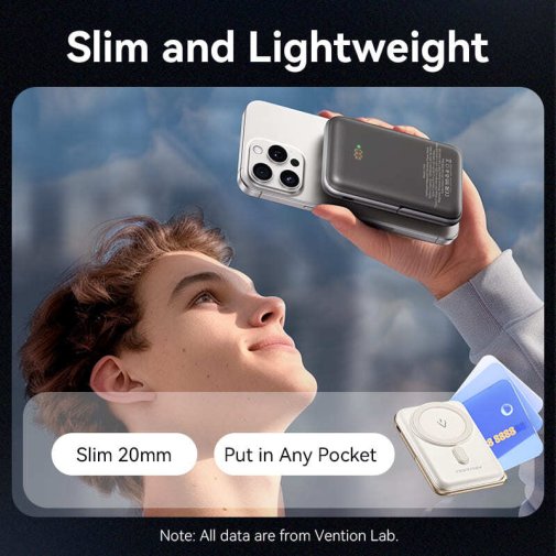 Батарея універсальна Vention FHNB0 10000mAh 20W/Qi 15W Black