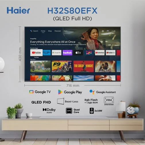 Фото: Телевізор QLED Haier H32S80EFX (Google TV, Wi-Fi, 1920x1080) № 11 | KTC