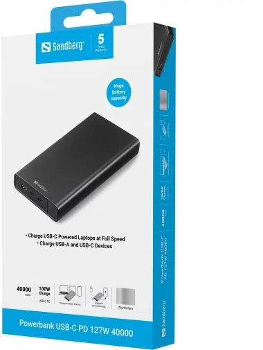 Фото: Батарея універсальна Sandberg USB-C PD 100W 40000mAh (420-63) № 6 | KTC