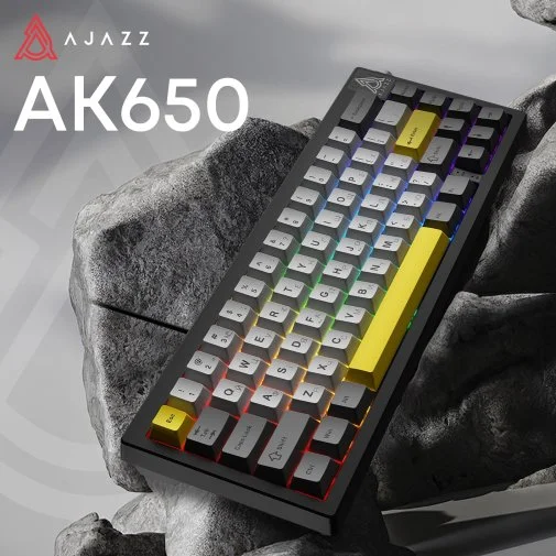 Фото: Клавіатура Ajazz AK650 Moon Yellow Switches ENG/UKR USB Gray/White/Yellow (AK650-MY-GWY) № 21 | KTC