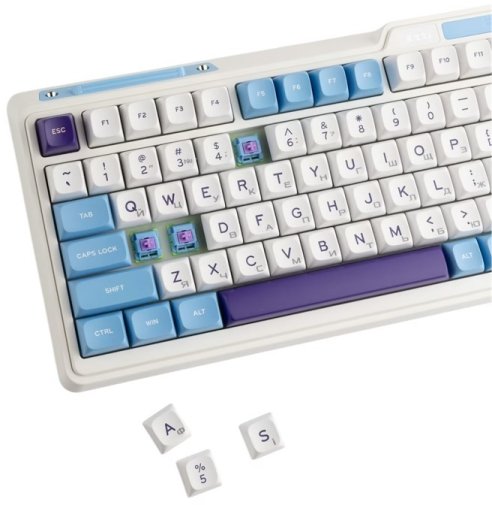 Клавіатура KZZI K75 Lite Rainbow Switch WL/BT/USB Blue Sea (6935280824654)