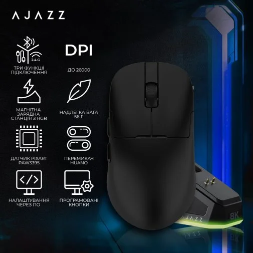 Фото: Миша Ajazz AJ159 Pro WL/BT/USB Black (AJ159-PRO-B) № 24 | KTC