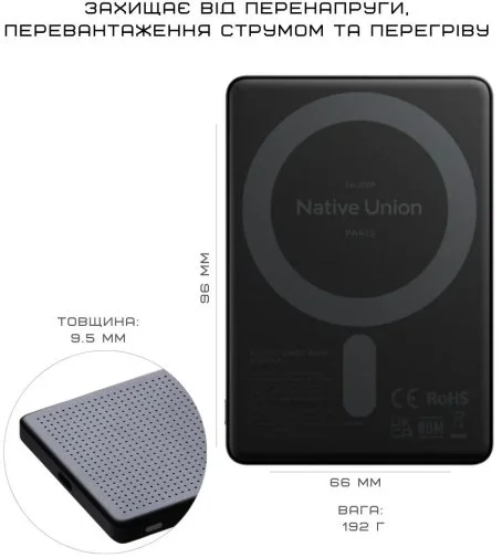 Фото: Батарея універсальна Native Union Active Magnetic 5000mAh 20W Black (ACTPB-5KMS-BLK) № 11 | KTC