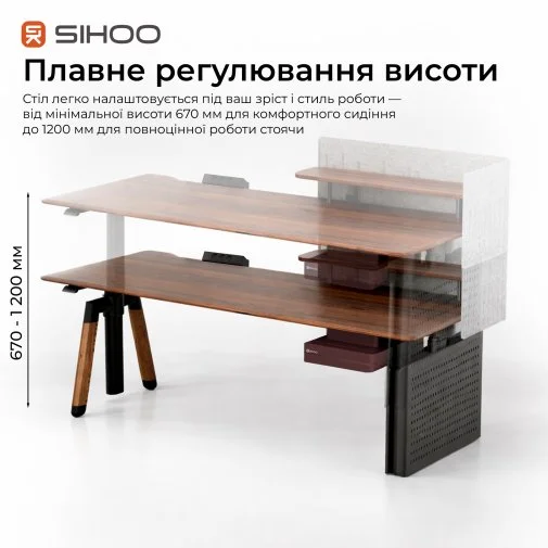 Фото: Стіл комп’ютерний SIHOO D07A Walnut/Black (D07A-101/D07J-101-AB/DO7-P) № 24 | KTC