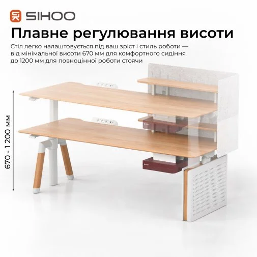 Фото: Стіл комп’ютерний SIHOO D07A Maple/White (D07A-102/D07J-102-AB/DO7-P) № 21 | KTC