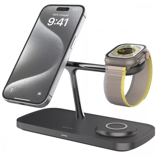 Бездротовий зарядний пристрій Proove Magnetic Field Pro 3in1 Qi2, Black