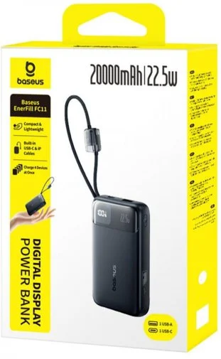Фото: Батарея універсальна Baseus EnerFill FC11 20000mAh 22.5W Cosmic Black (E0027S04) № 4 | KTC