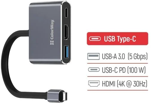 Фото: USB-хаб ColorWay 3in1 (CW-HUB08) № 8 | KTC