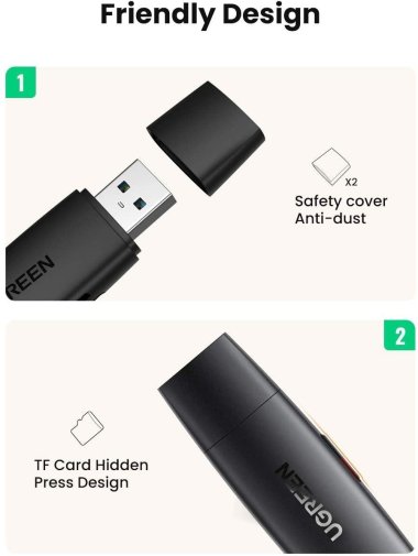Кардрідер UGREEN CM304 Multifunction Card Reader Black (80191)