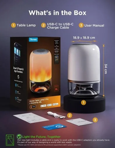 Фото: Нічник Govee Table Lamp 2 Pro x Sound by JBL White (H60200F1) № 15 | KTC