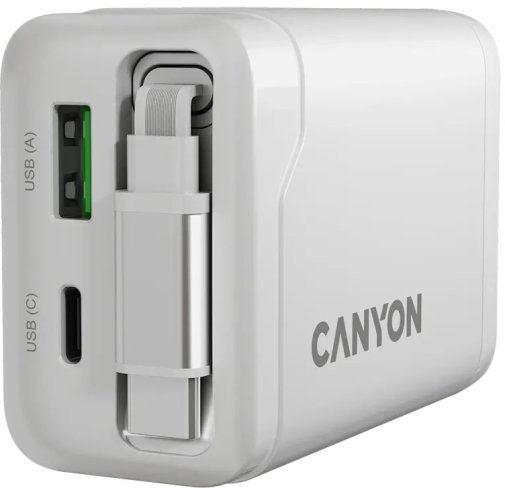 Зарядний пристрій Canyon OnCharge 65RC GaN 65W White (CNS-CURC65ACW)