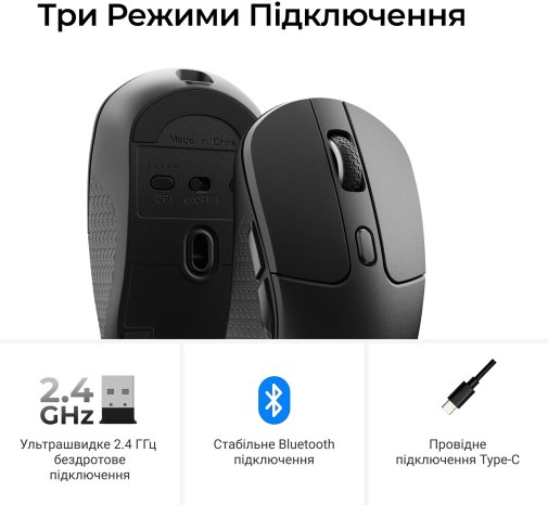 Миша Keychron M3 PixArt PAW3950 WL/BT/USB Black (M3-A23)