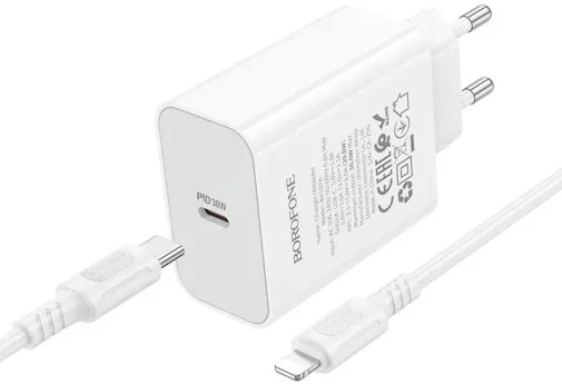 Фото: Зарядний пристрій BOROFONE BA107A Stellar 30W White with Type-C/Lighthing (6941991125355) № 9 | KTC