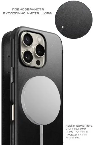 Фото: Чохол Nomad for Apple iPhone 16 Pro Max - Modern Leather Folio Black (NM01675785) № 25 | KTC