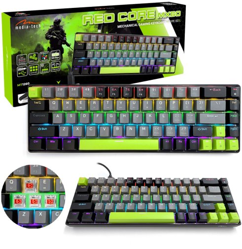 Клавіатура, Media-Tech MT1260 Red Core MX60 ENG/UKR USB, Black ( Gaming )