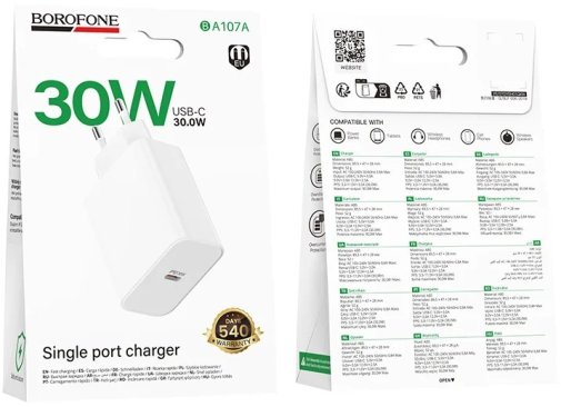 Зарядний пристрій BOROFONE BA107A Stellar PD 30W White (6941991125348)