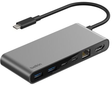 Хаб USB Type-C USB/Type-C/HDMI/SD/MicroSD/RJ45 Belkin Connect, Space Gray