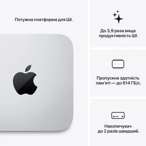 Фото: Персональний комп'ютер Apple Mac Studio M5 Max chip 32GPU (MHL64) - Apple M5 Max / 36 ГБ / PCI-E SSD 512 ГБ / Apple / Apple M5 Max 32-core GPU, / 480 Вт № 11 | KTC