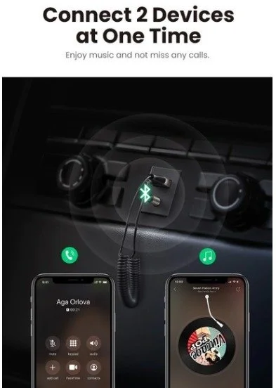 Фото: Bluetooth-ресивер UGREEN Audio Adapter CM309 Car Receiver Aux Space Gray (CM309/70601) № 8 | KTC