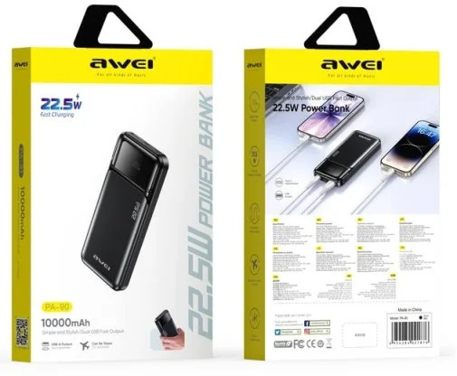 Фото: Батарея універсальна Awei PA-90 10000mAh 22.5W Black (6954284028493) № 5 | KTC