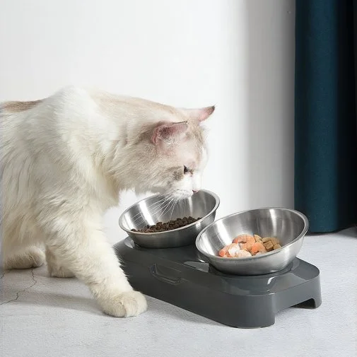 Фото: Годівниця подвійна з металевими мисками Me&Pet NMP27 Grey № 24 | KTC
