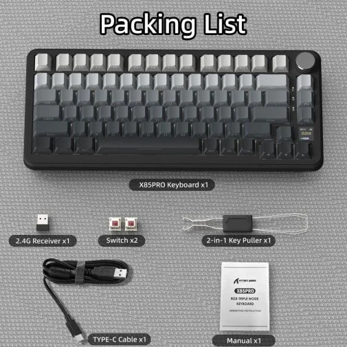 Фото: Клавіатура Attack Shark X85 Pro ENG/UKR WL/BT/USB Moonlit Night (X85PROMN_AS) № 19 | KTC