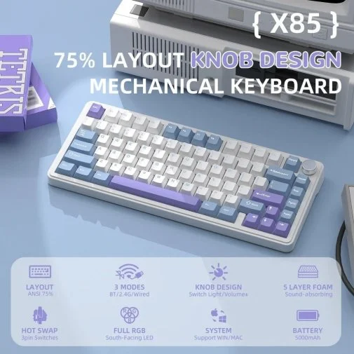 Фото: Клавіатура Attack Shark X85 White Jade Starlight White (X85SW_AS) № 16 | KTC