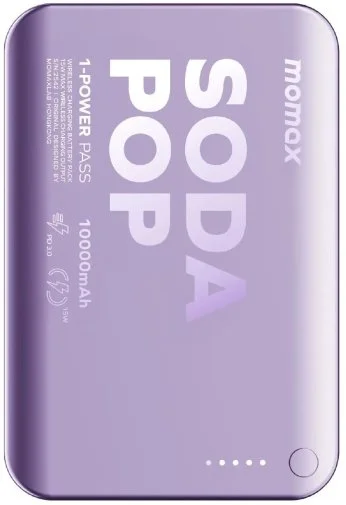 Фото: Батарея універсальна Momax 1-Power Pass 10000mAh 20W / Qi 15W Purple (IP166U) № 18 | KTC