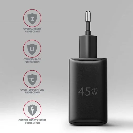 Фото: Зарядний пристрій Axagon ACU-PQ45 PD QC3.0 GaN 45W Black № 13 | KTC