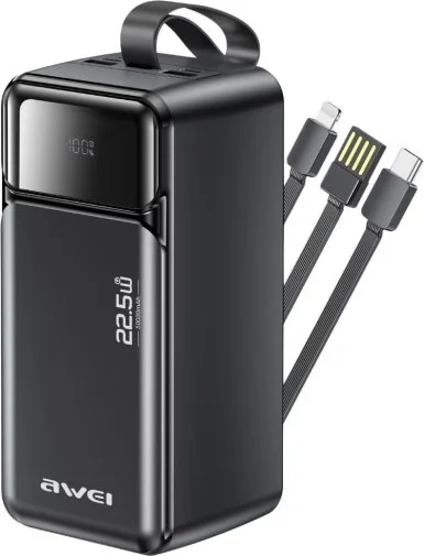 Фото: Батарея універсальна Awei PA-107 50000mAh 22.5W Black (6954284029544) № 4 | KTC