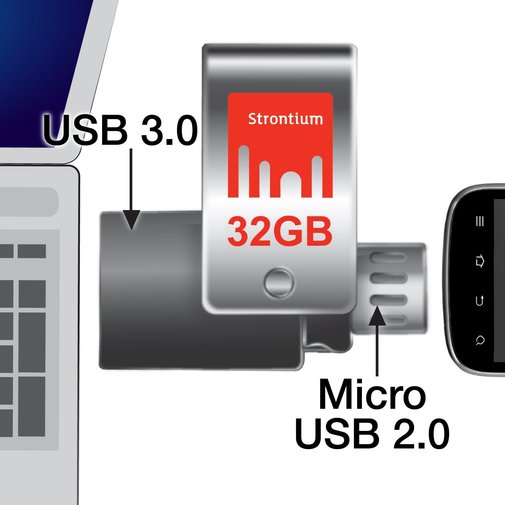 Флешка USB Strontium Nitro Plus 32 ГБ (SR32GSLOTG1Z) срібляста