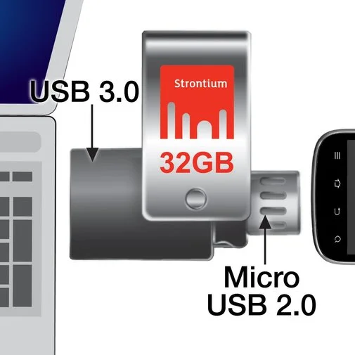Фото: Флешка USB Strontium Nitro Plus 32 ГБ (SR32GSLOTG1Z) срібляста № 7 | KTC