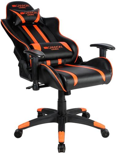 Крісло ігрове Canyon Fobos PU шкіра, Al основа, Black/Orange