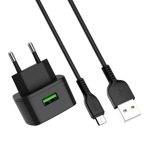 Зарядний пристрій Hoco C70A QC 3.0 with Micro USB Cable Black (C70A Micro Cable)
